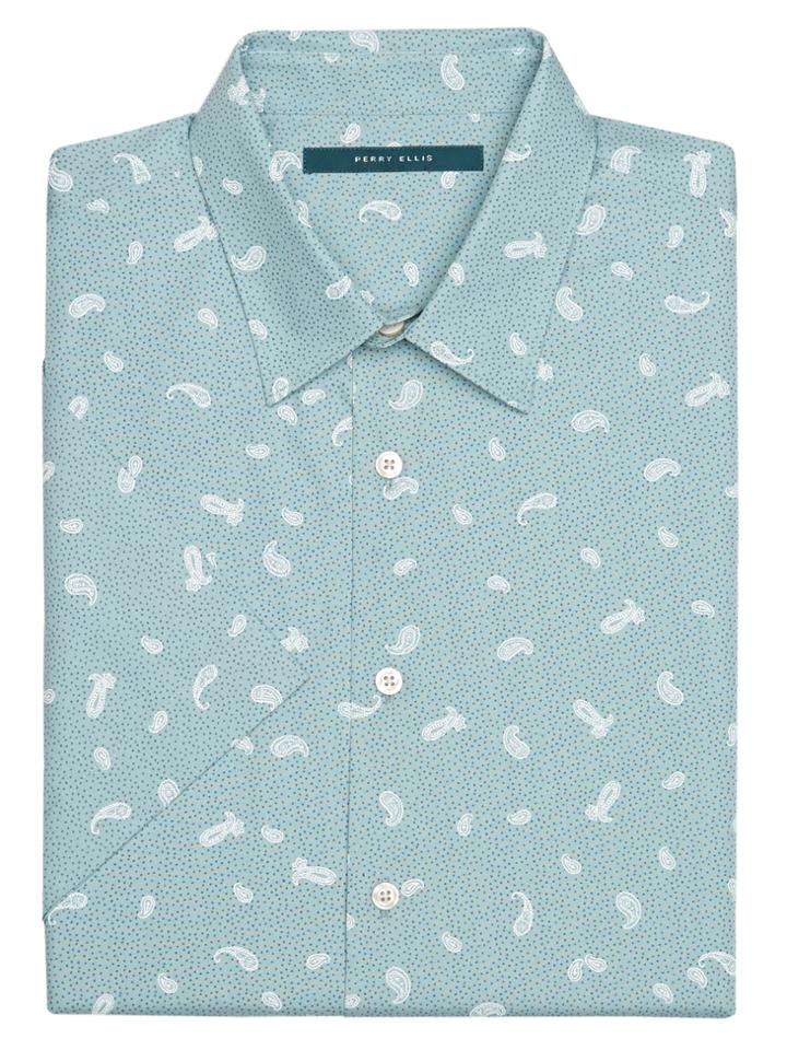 Perry Ellis Short Sleeve Paisley Toss Shirt