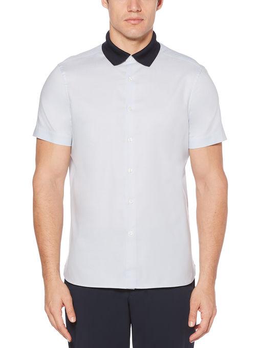 Perry Ellis Short Sleeve Slim Fit Contrast Collar Shirt