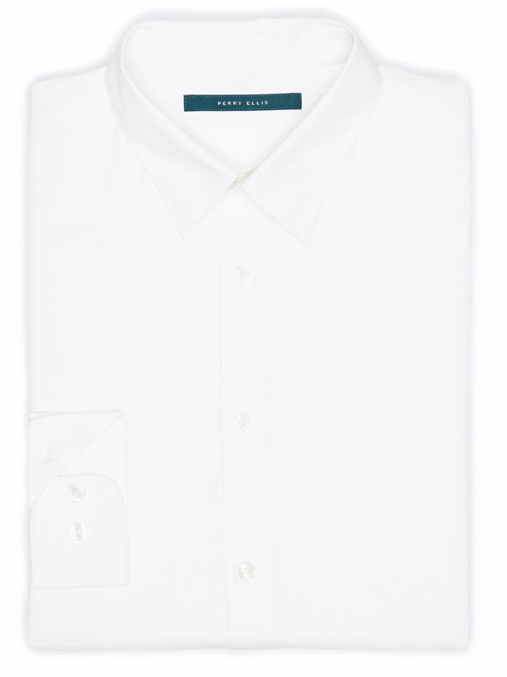 Perry Ellis Solid Slub Roll Sleeve Shirt