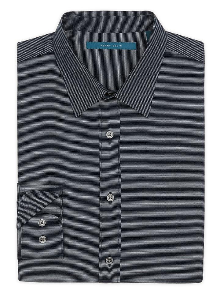 Perry Ellis Big And Tall Horizontal Mini Stripe Shirt