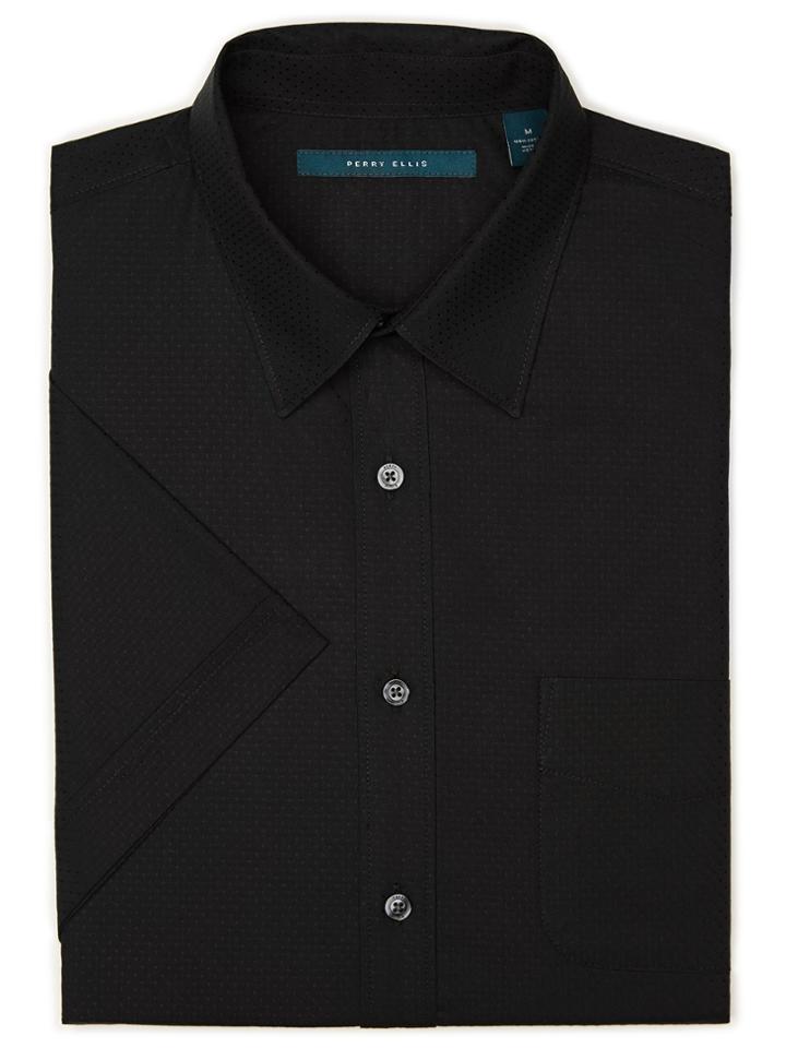 Perry Ellis Short Sleeve Jacquard Dot Shirt