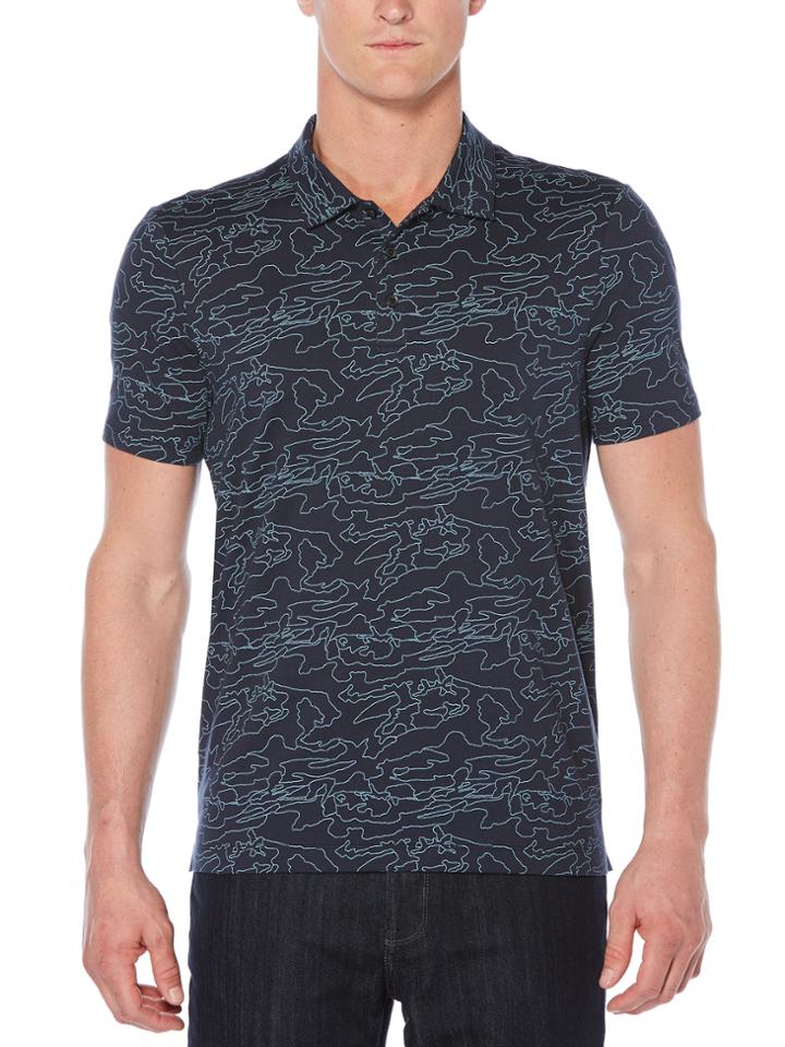 Perry Ellis Big And Tall Short Sleeve Print Map Outline Polo