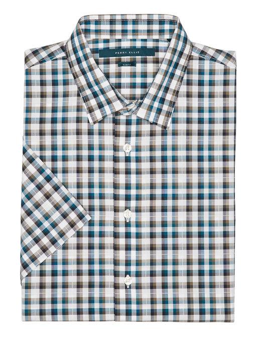 Perry Ellis Short Sleeve Plaid Shirt