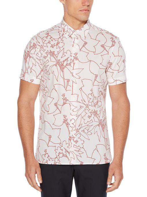 Perry Ellis Short Sleeve Floral Outline Shirt