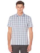 Perry Ellis Short Sleeve Multi-color Plaid Shirt