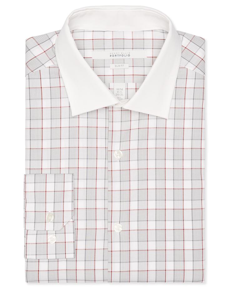 Perry Ellis Slim Fit Checkered Frame Dress Shirt