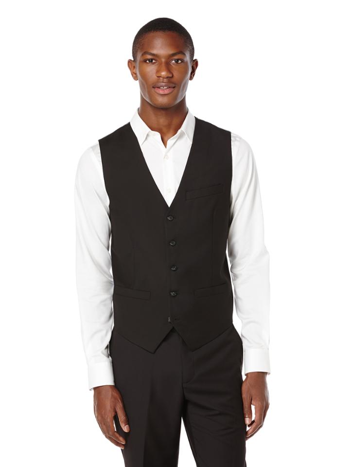 Perry Ellis Regular Fit Solid Sharkskin Suit Vest