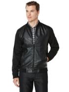 Perry Ellis Lightweight Faux Leather Bomber Jacket