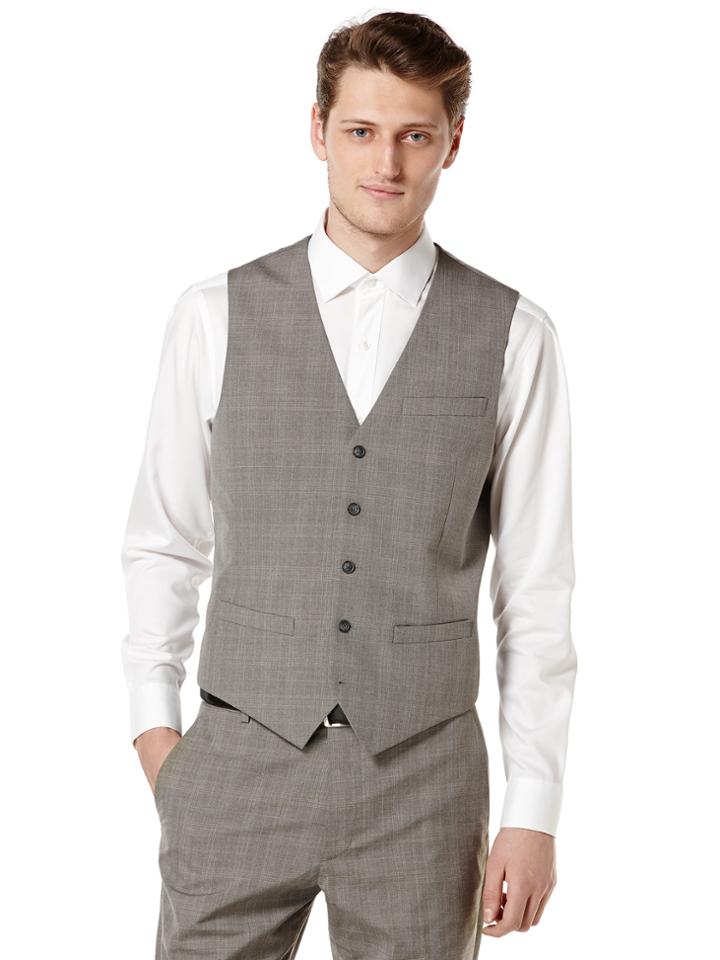 Perry Ellis Plaid Heather Suit  Vest