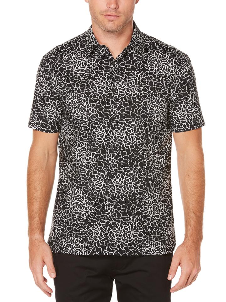Perry Ellis Short Sleeve Everyday Floral Button-down Shirt