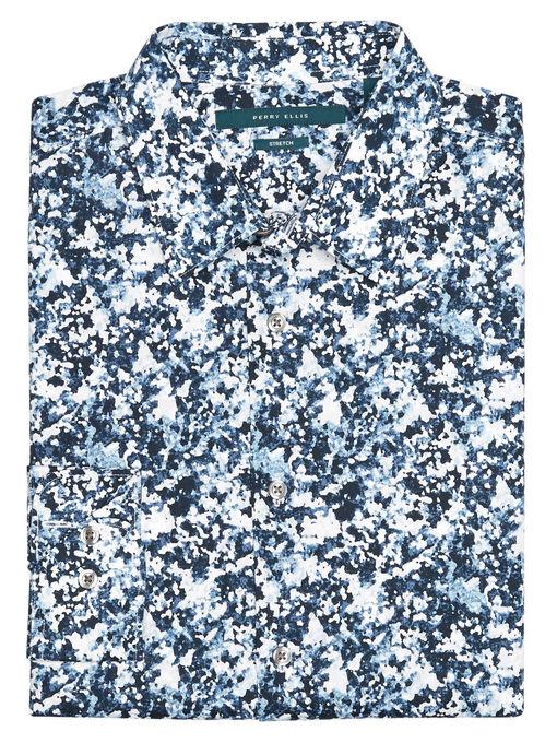 Perry Ellis Long Sleeve Speckle Button-down Shirt