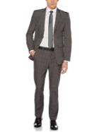 Perry Ellis 2 Piece Slim Fit Grey Windowpane Suit