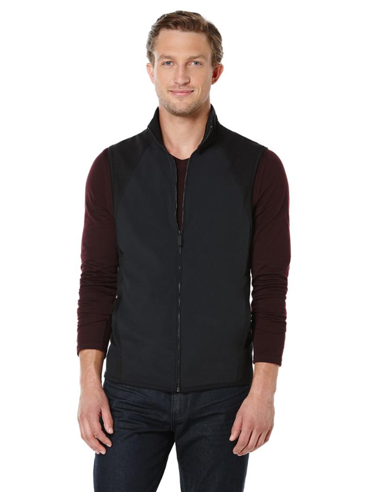 Perry Ellis Mix Media Full Zip Vest