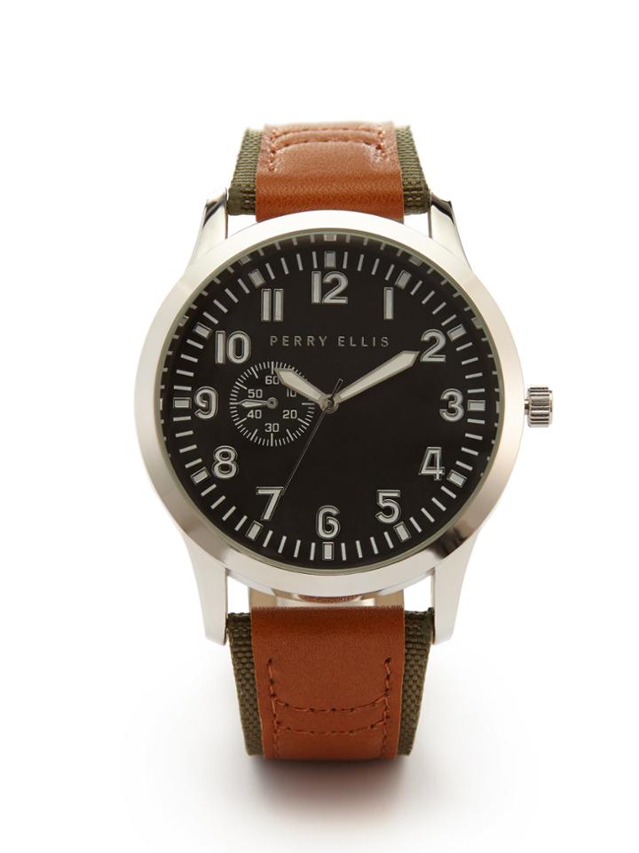 Perry Ellis Tan Leather Watch