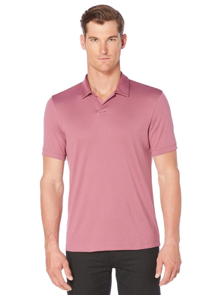 Perry Ellis Short Sleeve Silky Open Collar Polo
