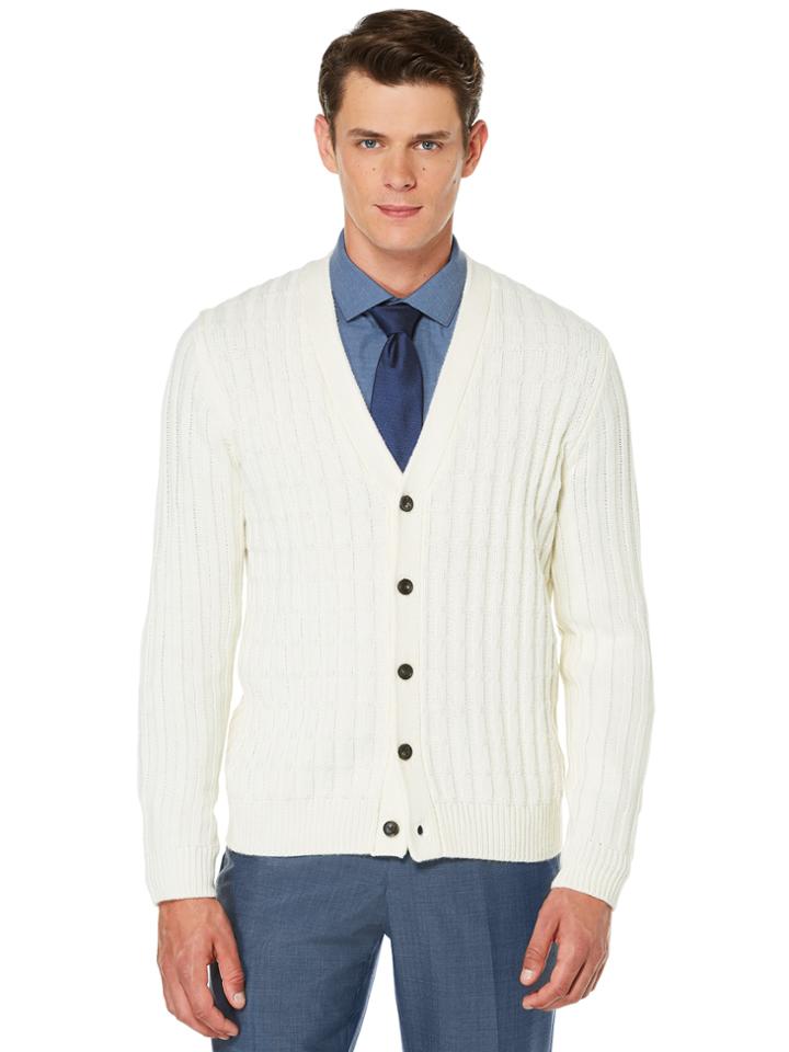 Perry Ellis Textured 5 Button Cardigan