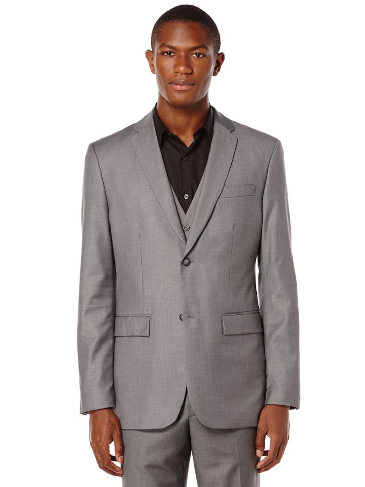 Perry Ellis Modern Fit Solid Sharkskin Suit Jacket