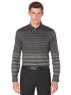 Perry Ellis Slim Fit Horizontal Jacquard Stripe Shirt