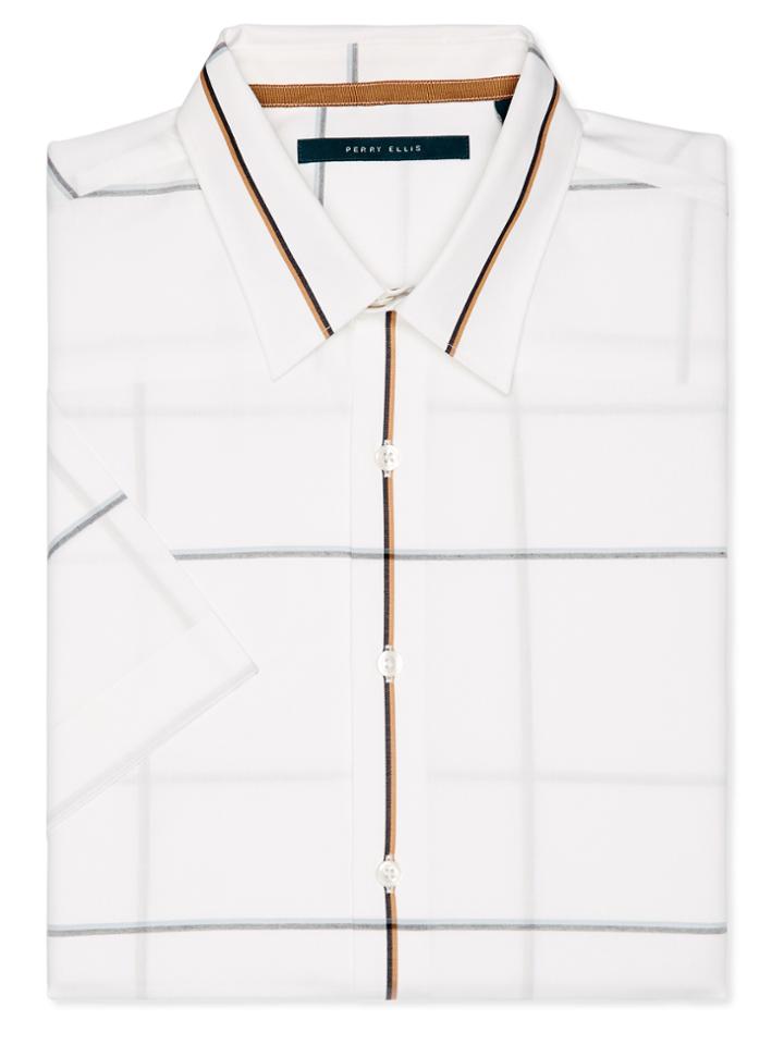 Perry Ellis Short Sleeve Window Pane Shirt