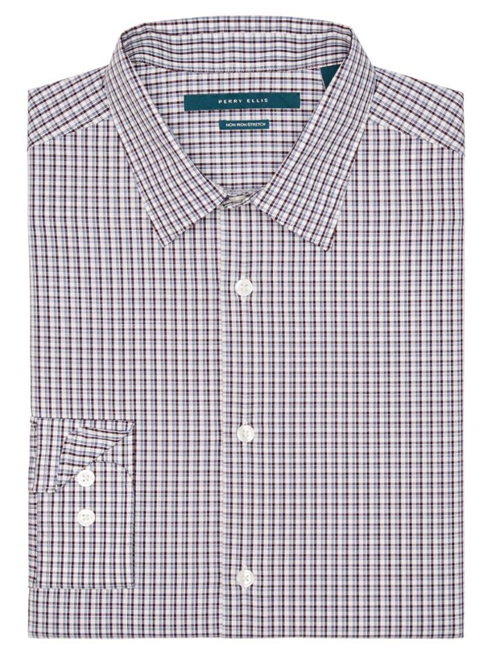 Perry Ellis Non-iron Small Check Pattern Shirt