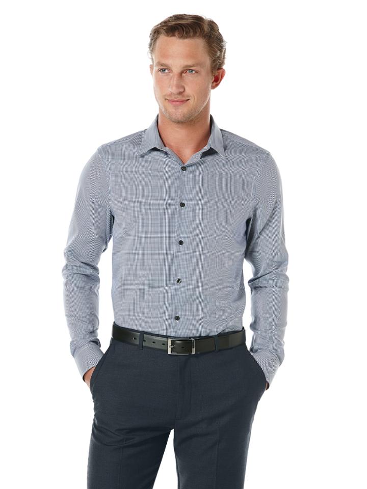 Perry Ellis Non-iron Slim Fit Mini Gingham Shirt