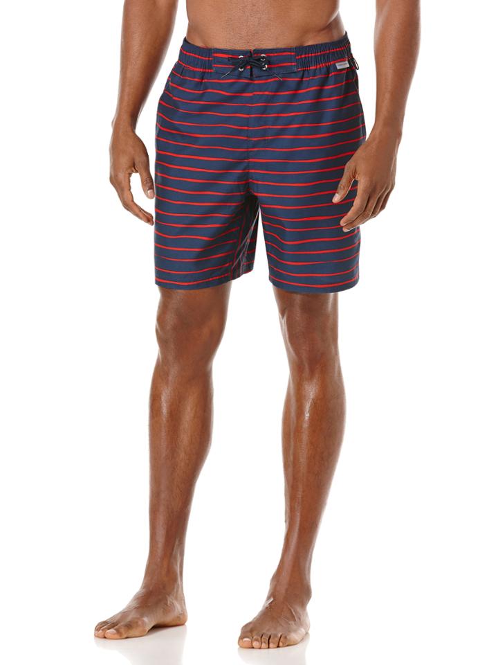 Perry Ellis Horizontal Wavy Stripe Swim Trunk