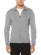 Perry Ellis Solid Ribbed Full Zip Sweater