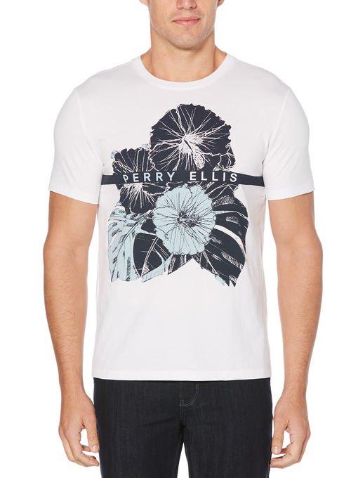 Perry Ellis Hibiscus Graphic Print Tee