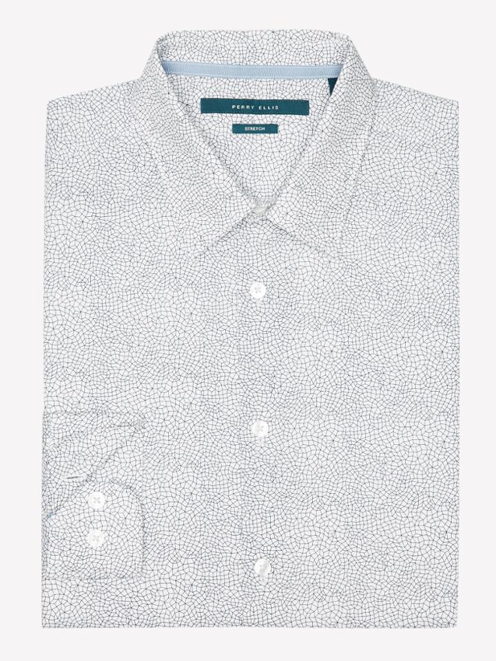 Perry Ellis Travel Luxe Mosaic Button-down Shirt