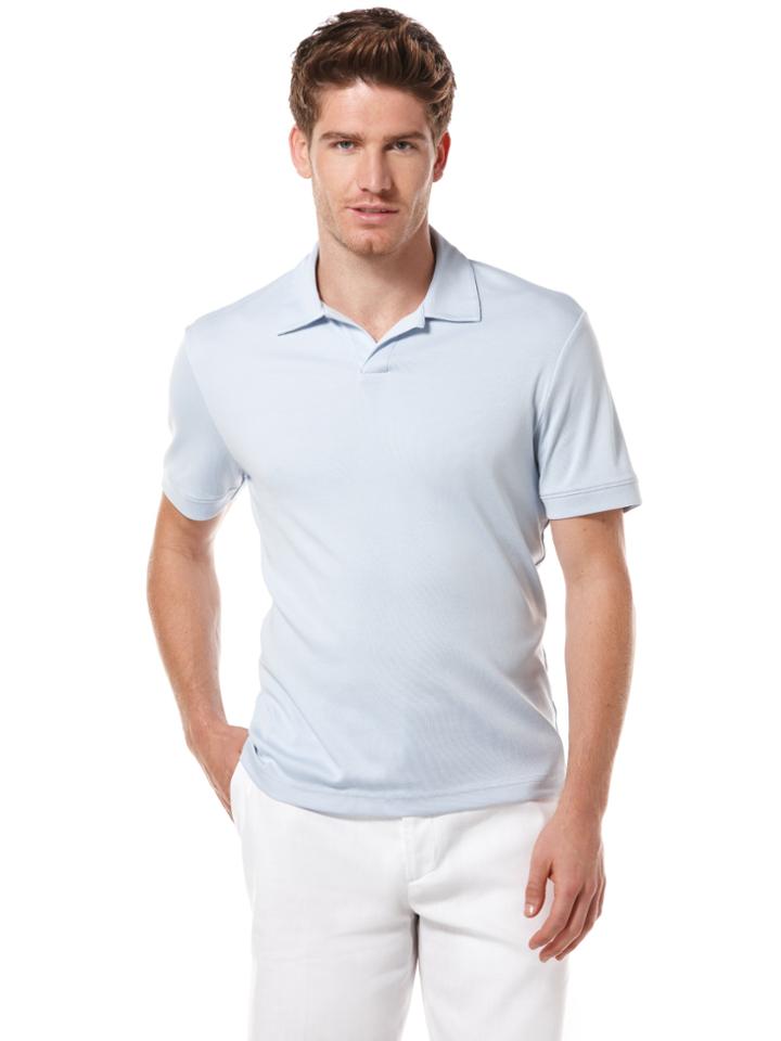 Perry Ellis Rib Open Collar Knit Polo