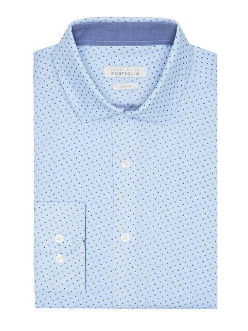 Perry Ellis Slim Fit Blue Print Dress Shirt
