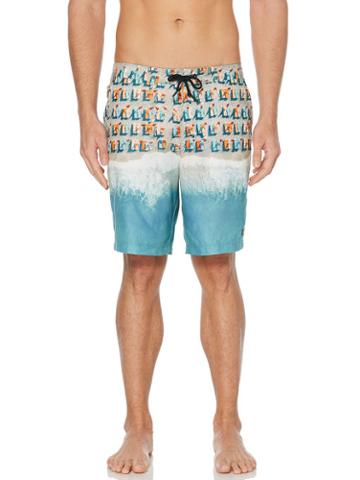 Perry Ellis Beach Scene Print Boardshort