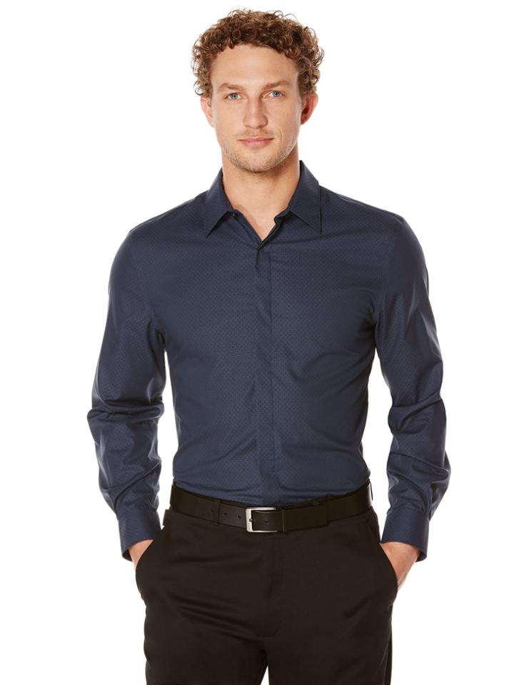 Perry Ellis Non-iron Iridescent Tiny Diamond Shirt