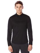 Perry Ellis Mixed Media Long Sleeve Polo