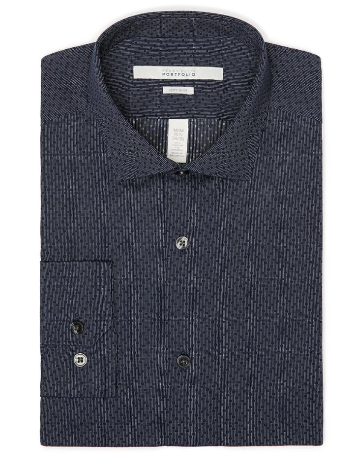 Perry Ellis Very Slim Stripe Dot Dress Shirt