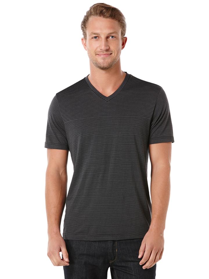 Perry Ellis Big And Tall Engineered Stripe V-neck Shirt