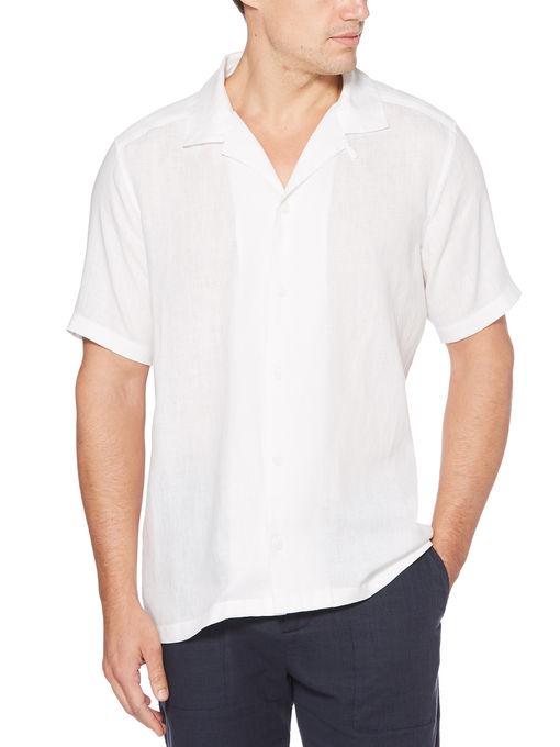 Perry Ellis Solid Camp Collar Linen Shirt