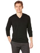 Perry Ellis Long Sleeve Solid V-neck Sweater