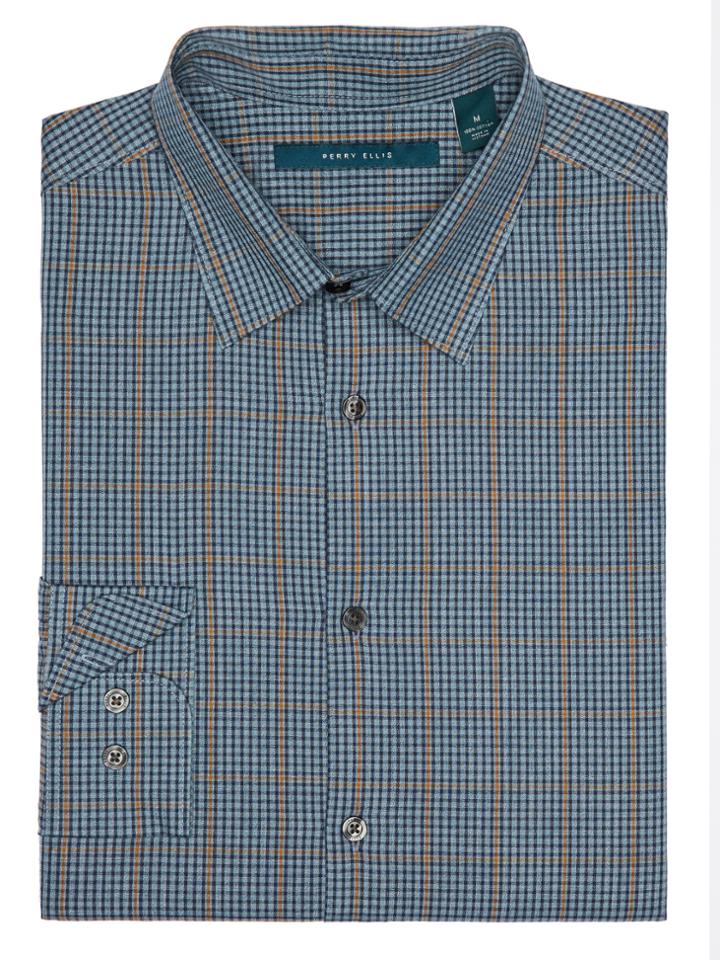 Perry Ellis Heather Check Fabric Shirt