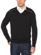Perry Ellis V-neck Solid Stripe Sweater