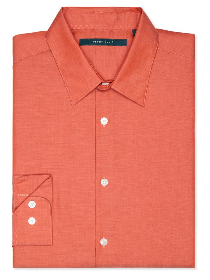 Perry Ellis Long Sleeve Solid Twill Shirt