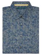 Perry Ellis Short Sleeve Tonal Branch Button-down Shirt