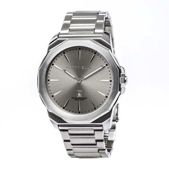 Perry Ellis Decagon Grey Stainless Steel Watch
