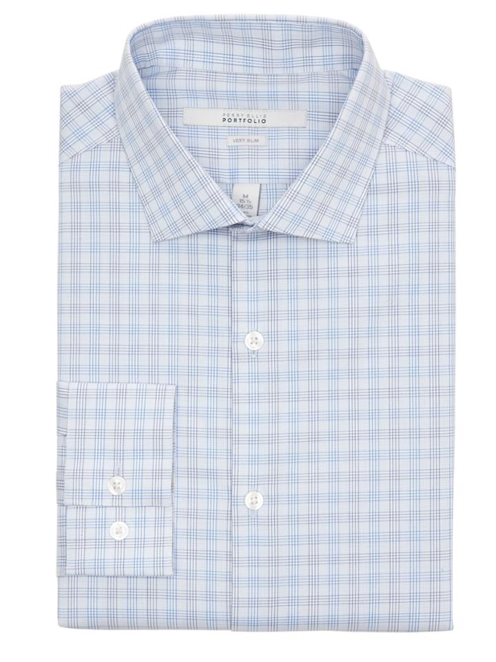 Perry Ellis Very Slim Check Portfolio Dress Shirt
