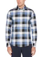 Perry Ellis Roll Sleeve Plaid Shirt