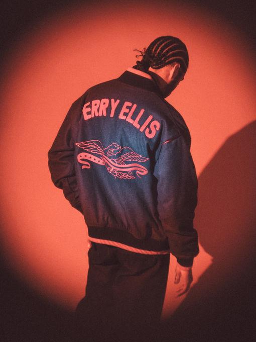 Perry Ellis Wool Script Bomber