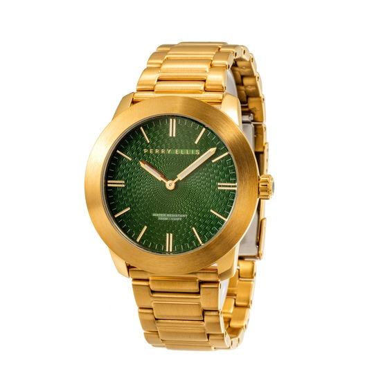 Perry Ellis Unisex Slim Line Olive Stainless Steel Watch