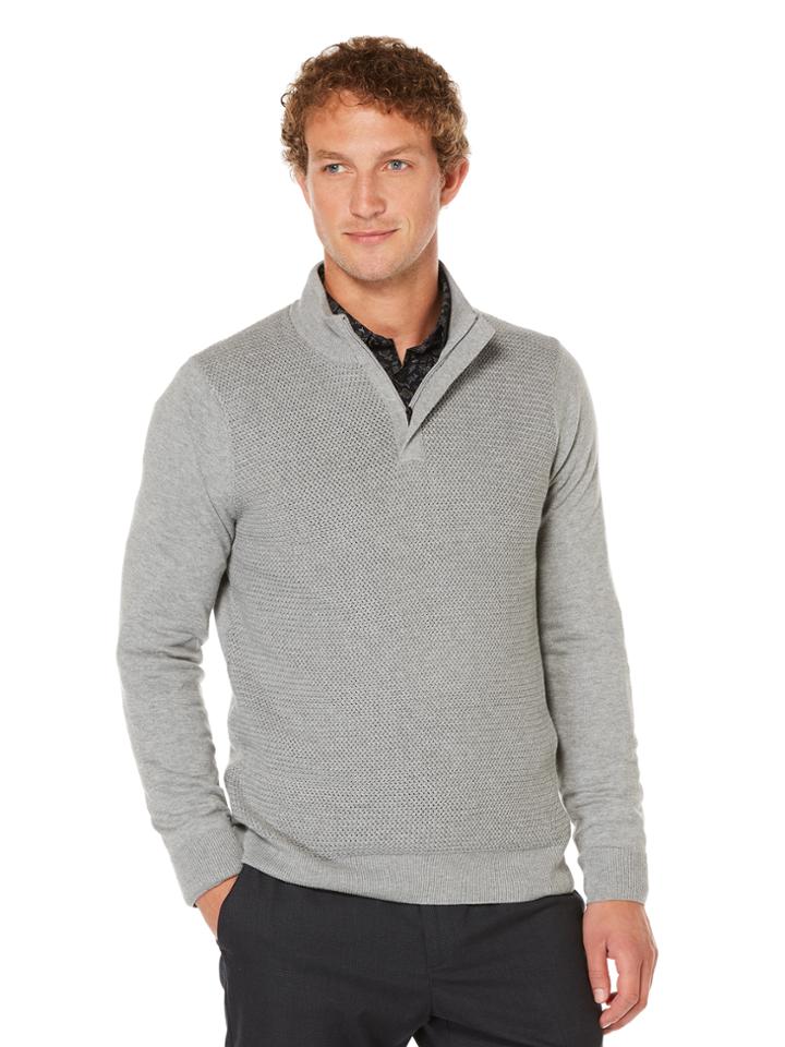 Perry Ellis Textured Quarter Zip Sweater