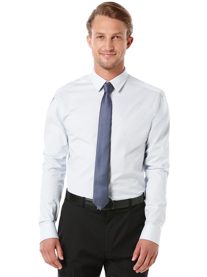 Perry Ellis Slim Fit Fine Grid Portfolio Dress Shirt