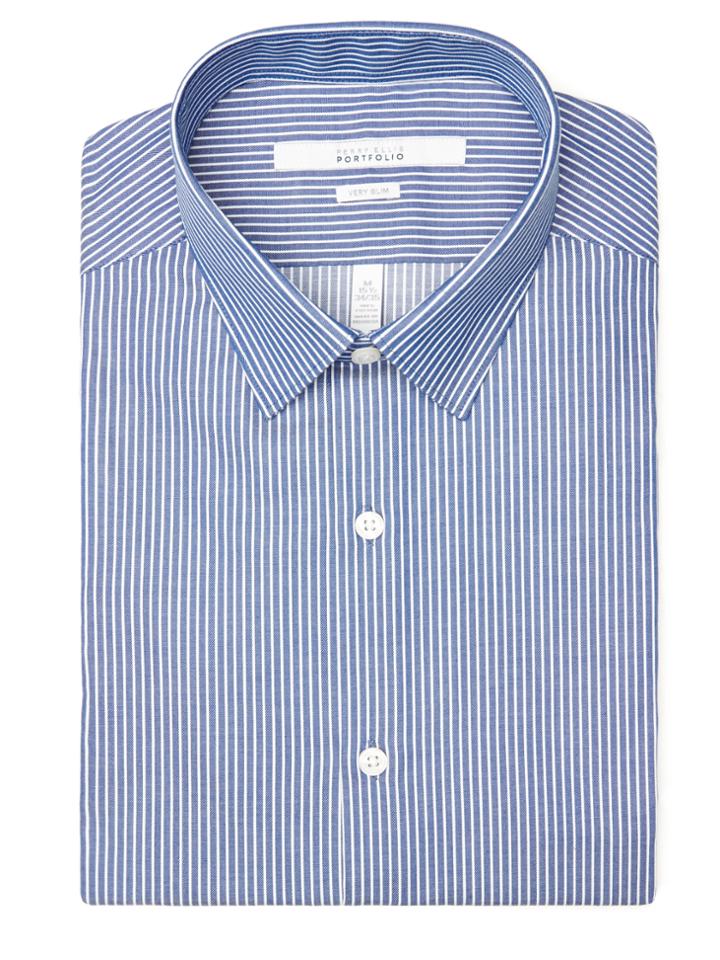 Perry Ellis Very Slim Satin Stripe Dress Shirt